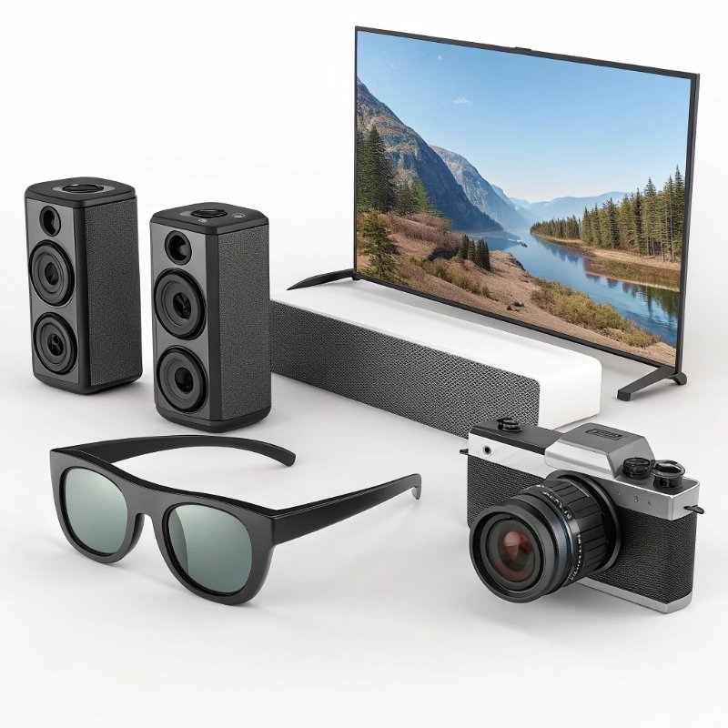 A lineup of different types of smart glasses from audio to AR